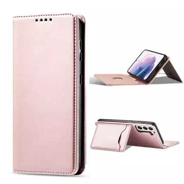 Magnet Kartenetui für Samsung Galaxy S22 (S22 Plus) Tasche Geldbörse Kartenhalter Pink