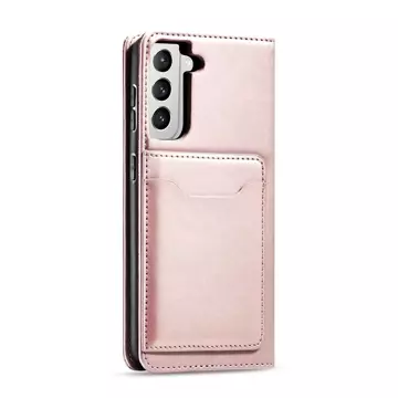 Magnet Kartenetui für Samsung Galaxy S22 (S22 Plus) Tasche Geldbörse Kartenhalter Pink