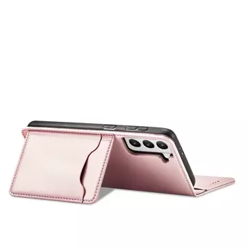 Magnet Kartenetui für Samsung Galaxy S22 (S22 Plus) Tasche Geldbörse Kartenhalter Pink