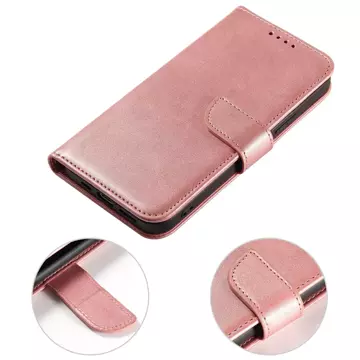 Magnet Phone Case für iPhone 13 Elegante Schutzhülle mit Flip-Cover und Standfunktion Pink