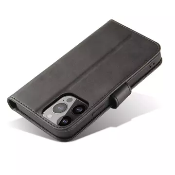 Magnet Phone Case für iPhone 13 Pro Max elegante Hülle mit Flipcover und Standfunktion schwarz