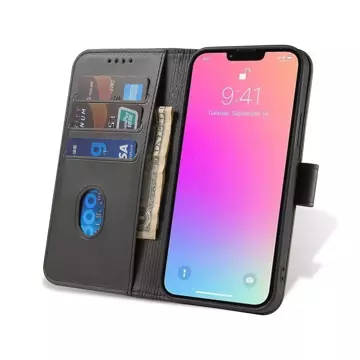 Magnet Phone Case für iPhone 13 Pro Max elegante Hülle mit Flipcover und Standfunktion schwarz