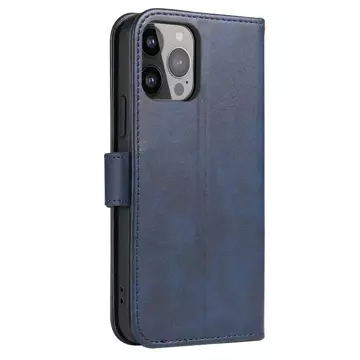 Magnet Phone Case für iPhone 14 Pro elegante Hülle mit Flipcover und Standfunktion blau