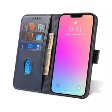 Magnet Phone Case für iPhone 14 Pro elegante Hülle mit Flipcover und Standfunktion blau