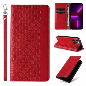 Magnet Strap Case Case für iPhone 13 Pro Pouch Wallet Mini Lanyard Anhänger Rot