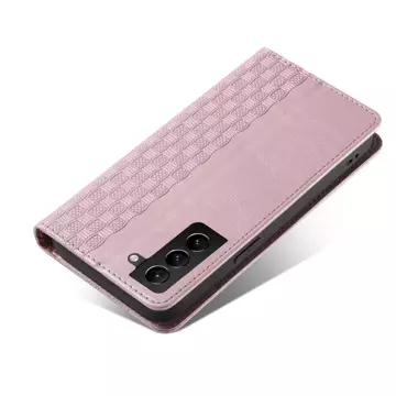 Magnetband Hülle Hülle für Samsung Galaxy S22 (S22 Plus) Tasche Geldbörse Mini Lanyard Anhänger Pink