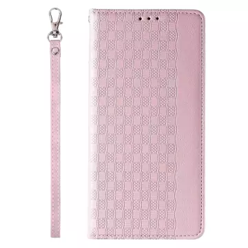 Magnetband-Hülle für iPhone 13 Pro Max Tasche Brieftasche Mini-Lanyard-Anhänger Pink