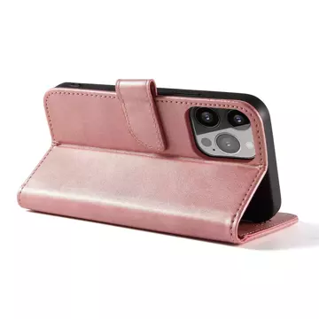 Magnethülle iPhone 14 Pro Max Cover mit Flip Stand Wallet Pink