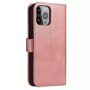 Magnethülle iPhone 14 Pro Max Cover mit Flip Stand Wallet Pink