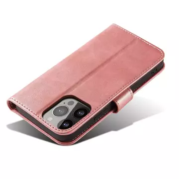 Magnethülle iPhone 14 Pro Max Cover mit Flip Stand Wallet Pink