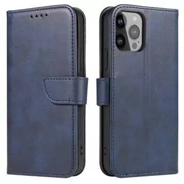 Magnetic Phone Case für iPhone 14 Elegante Schutzhülle mit Flip-Cover und Standfunktion blau