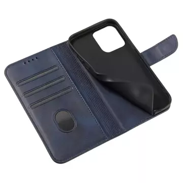 Magnetic Phone Case für iPhone 14 Elegante Schutzhülle mit Flip-Cover und Standfunktion blau