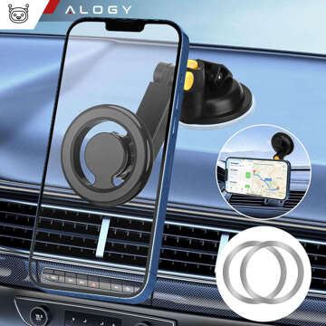 Magnetische Autotelefonhalterung für Auto, Auto, Fenster, Cockpit, Armaturenbrett, Telefon, Mag Safe Alogy, Schwarz