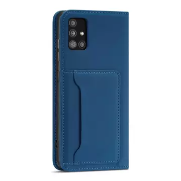 Magnetkartenetui Hülle für Samsung Galaxy A12 5G Tasche Brieftasche Kartenhalter blau