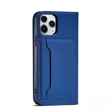 Magnetkartenetui für iPhone 12 Cover Kartenetui Kartenständer blau