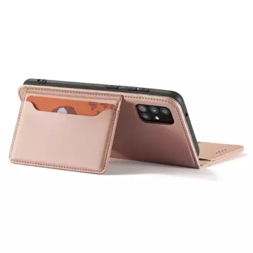 Magnetkartenhülle Hülle für Samsung Galaxy A12 5G Tasche Geldbörse Kartenhalter Rosa