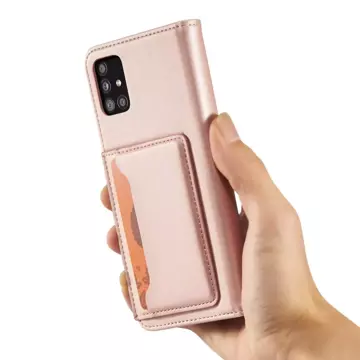 Magnetkartenhülle Hülle für Samsung Galaxy A12 5G Tasche Geldbörse Kartenhalter Rosa