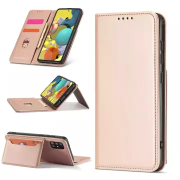 Magnetkartenhülle Hülle für Samsung Galaxy A12 5G Tasche Geldbörse Kartenhalter Rosa