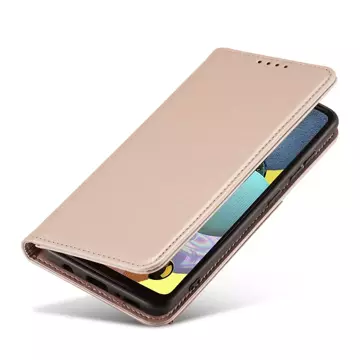 Magnetkartenhülle Hülle für Samsung Galaxy A12 5G Tasche Geldbörse Kartenhalter Rosa