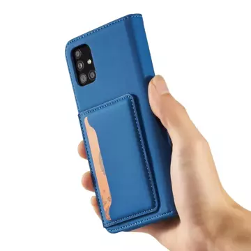 Magnetkartenhülle Hülle für Samsung Galaxy A52 5G Tasche Geldbörse Kartenhalter Blau