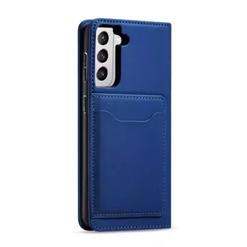 Magnetkartenhülle für Samsung Galaxy S22 (S22 Plus) Tasche Kartenetui Kartenhalter Blau