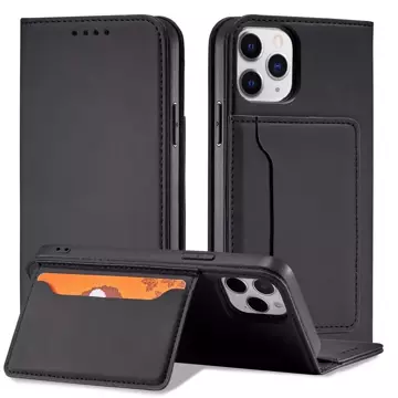 Magnetkartenhülle für iPhone 12 Cover Card Wallet Kartenständer schwarz