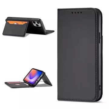 Magnetkartenhülle für iPhone 12 Cover Card Wallet Kartenständer schwarz