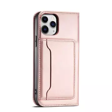 Magnetkartenhülle für iPhone 12 Pro Max Tasche Kartenetui Kartenhalter Pink