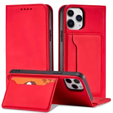 Magnetkartenhülle für iPhone 12 Pro Max Tasche Kartenetui Kartenhalter Rot