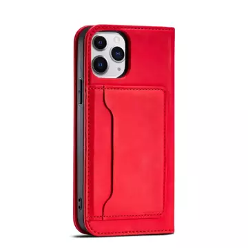 Magnetkartenhülle für iPhone 12 Pro Max Tasche Kartenetui Kartenhalter Rot