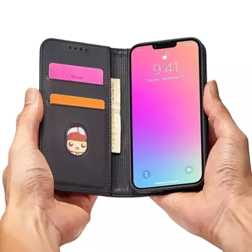 Magnetkartenhülle für iPhone 13 Cover Card Wallet Kartenständer schwarz