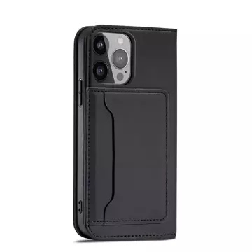 Magnetkartenhülle für iPhone 13 Cover Card Wallet Kartenständer schwarz