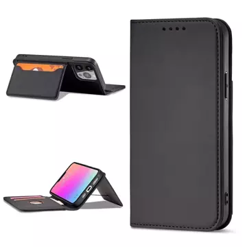 Magnetkartenhülle für iPhone 13 Cover Card Wallet Kartenständer schwarz