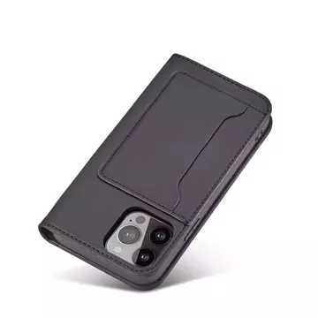 Magnetkartenhülle für iPhone 13 Cover Card Wallet Kartenständer schwarz