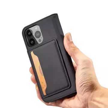 Magnetkartenhülle für iPhone 13 Cover Card Wallet Kartenständer schwarz