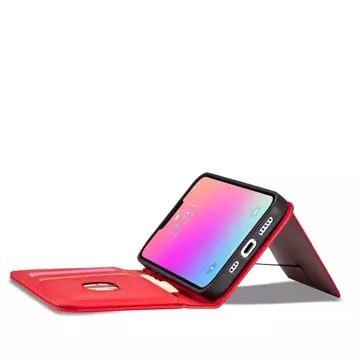 Magnetkartenhülle für iPhone 13 Pro Max Tasche Kartenetui Kartenhalter Rot