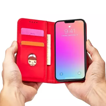 Magnetkartenhülle für iPhone 13 Pro Max Tasche Kartenetui Kartenhalter Rot