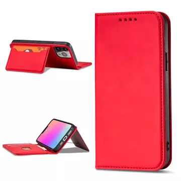 Magnetkartenhülle für iPhone 13 Pro Max Tasche Kartenetui Kartenhalter Rot