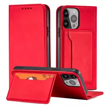 Magnetkartenhülle für iPhone 13 Pro Max Tasche Kartenetui Kartenhalter Rot