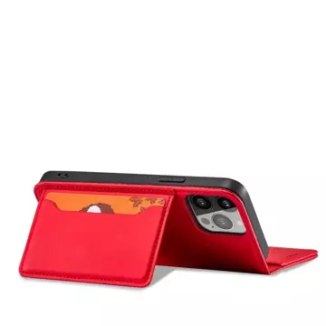 Magnetkartenhülle für iPhone 13 Pro Max Tasche Kartenetui Kartenhalter Rot