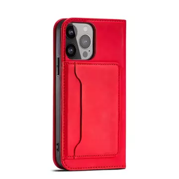 Magnetkartenhülle für iPhone 13 Pro Max Tasche Kartenetui Kartenhalter Rot