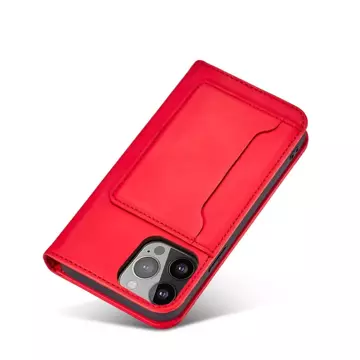 Magnetkartenhülle für iPhone 13 Pro Max Tasche Kartenetui Kartenhalter Rot