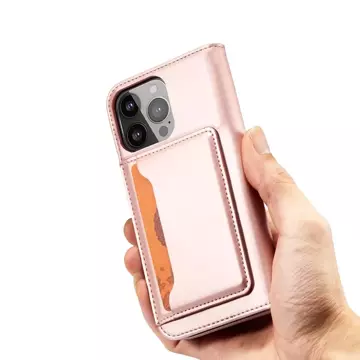 Magnetkartenhülle für iPhone 13 Pro Tasche Kartenetui Kartenhalter Pink