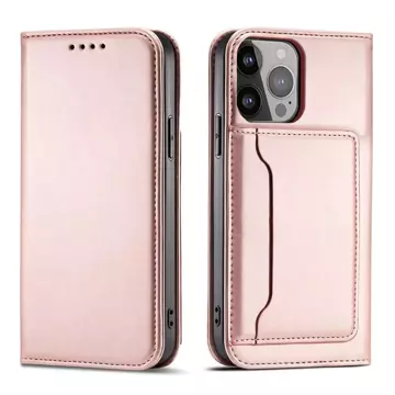 Magnetkartenhülle für iPhone 13 Tasche Kartenetui Kartenständer Rosa