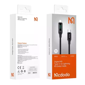 Mcdodo CA-1030 USB-C-auf-Lightning-Kabel, 36 W, 1,2 m (schwarz)