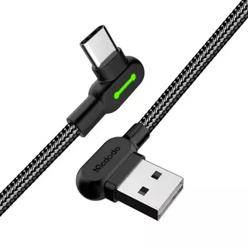 Mcdodo CA-5280 LED abgewinkeltes USB-zu-USB-C-Kabel, 0,5 m (schwarz)