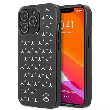 Mercedes MEHCP13LESPBK Schutzhülle für Apple iPhone 13 Pro / 13 6.1" schwarz/schwarz Hardcase Silver Stars Pattern