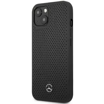 Mercedes MEHCP13MDELBK Schutzhülle für Apple iPhone 13 6.1" schwarz/schwarz Hardcase Leder perforiert