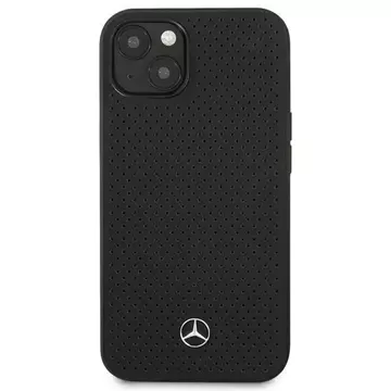 Mercedes MEHCP13MDELBK Schutzhülle für Apple iPhone 13 6.1" schwarz/schwarz Hardcase Leder perforiert