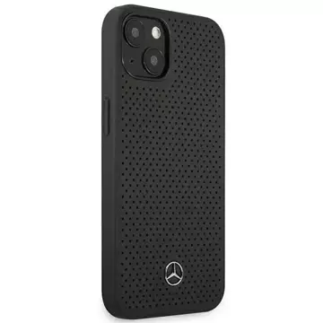 Mercedes MEHCP13MDELBK Schutzhülle für Apple iPhone 13 6.1" schwarz/schwarz Hardcase Leder perforiert